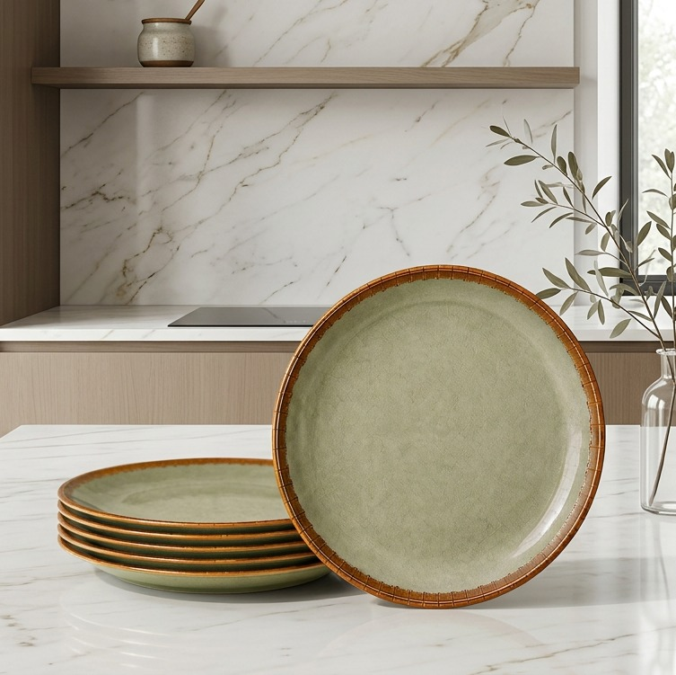 Sage Green - Set of 6 Pcs Ceramic Dinner Set - image 1