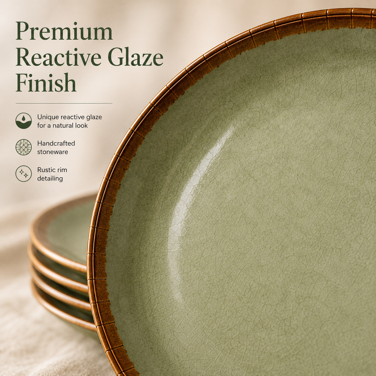 Sage Green - Set of 6 Pcs Ceramic Dinner Set - image 5