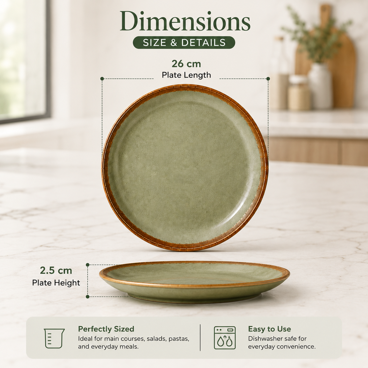 Sage Green - Set of 6 Pcs Ceramic Dinner Set - image 4