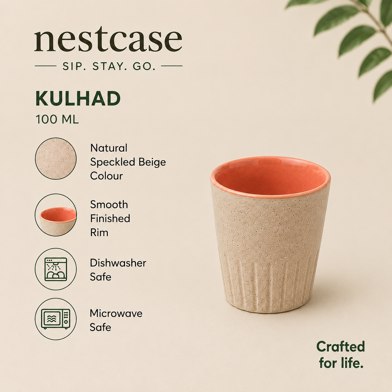 nestcase Ceramic Chai Kulhads Set of 2 – White & Pink - image 4