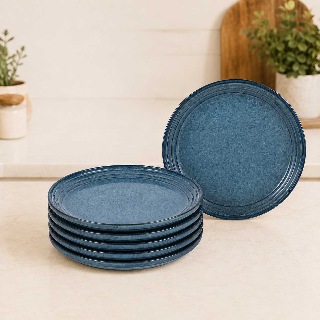 Reactive Blue - Set of 6 Pcs Ceramic Dinner Set - image 1