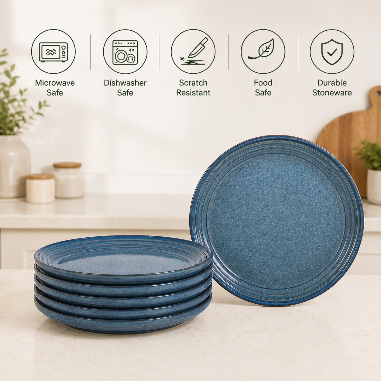 Reactive Blue - Set of 6 Pcs Ceramic Dinner Set - image 4