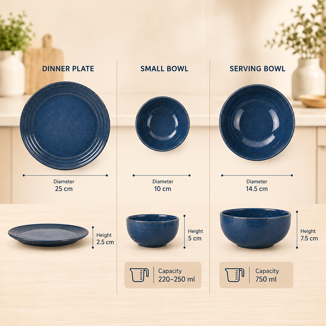 Reactive Blue - Set of 14 Pcs Ceramic Dinner Set - image 4