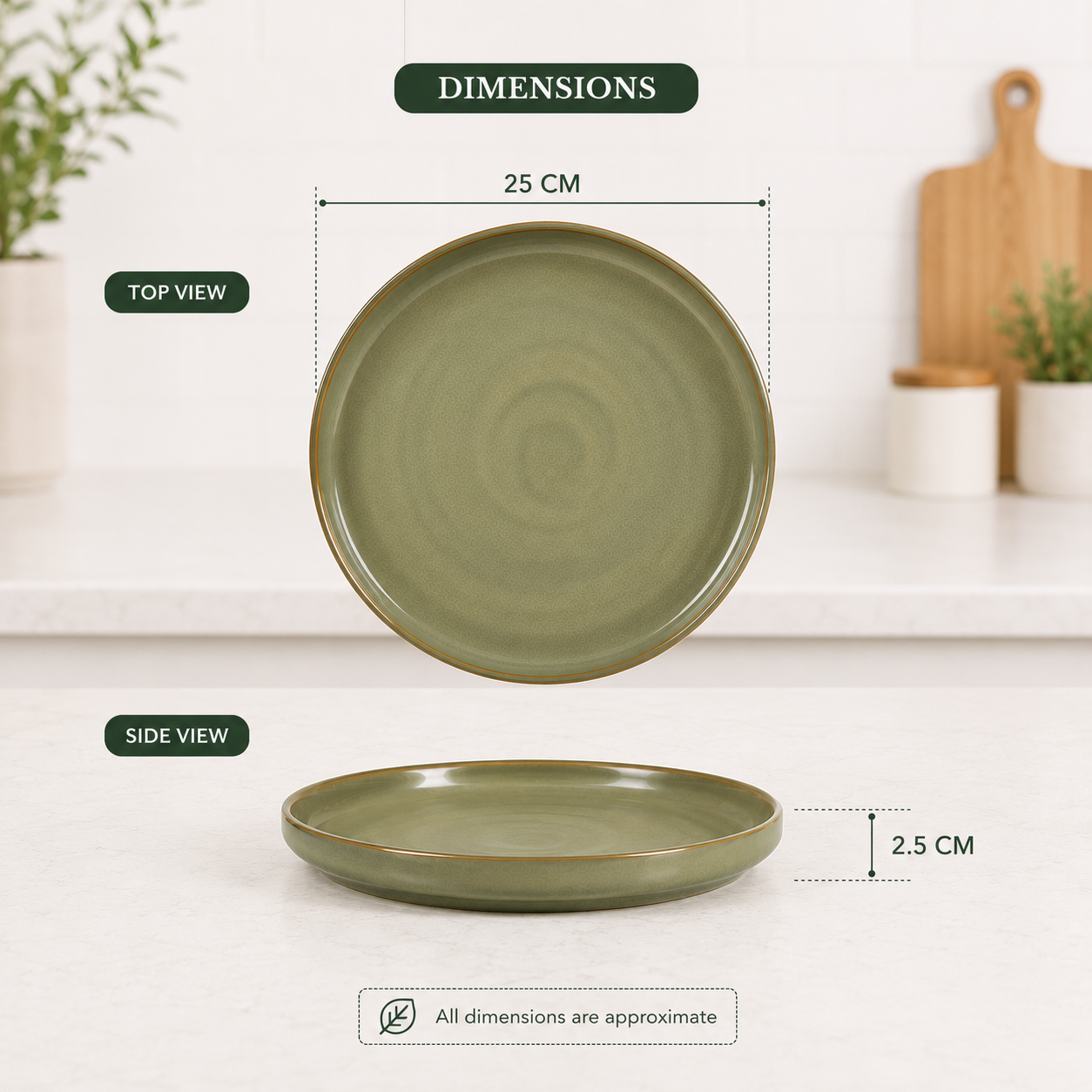 Olive Green - Set of 6 Pcs Ceramic Dinner Set - image 5