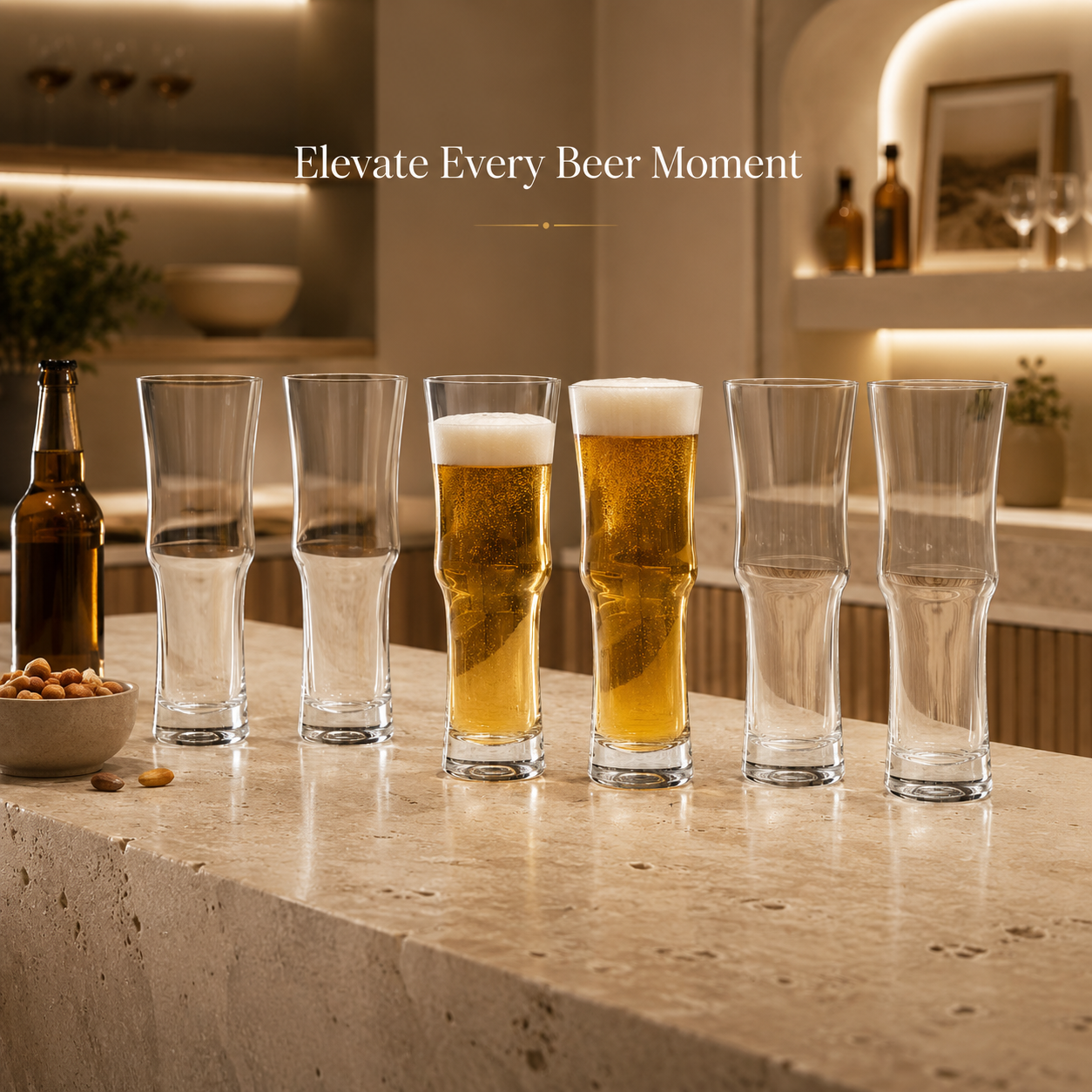 Pilsner Beer Glass Set of 6, Clear Tall Glasses | 510 ML - image 1
