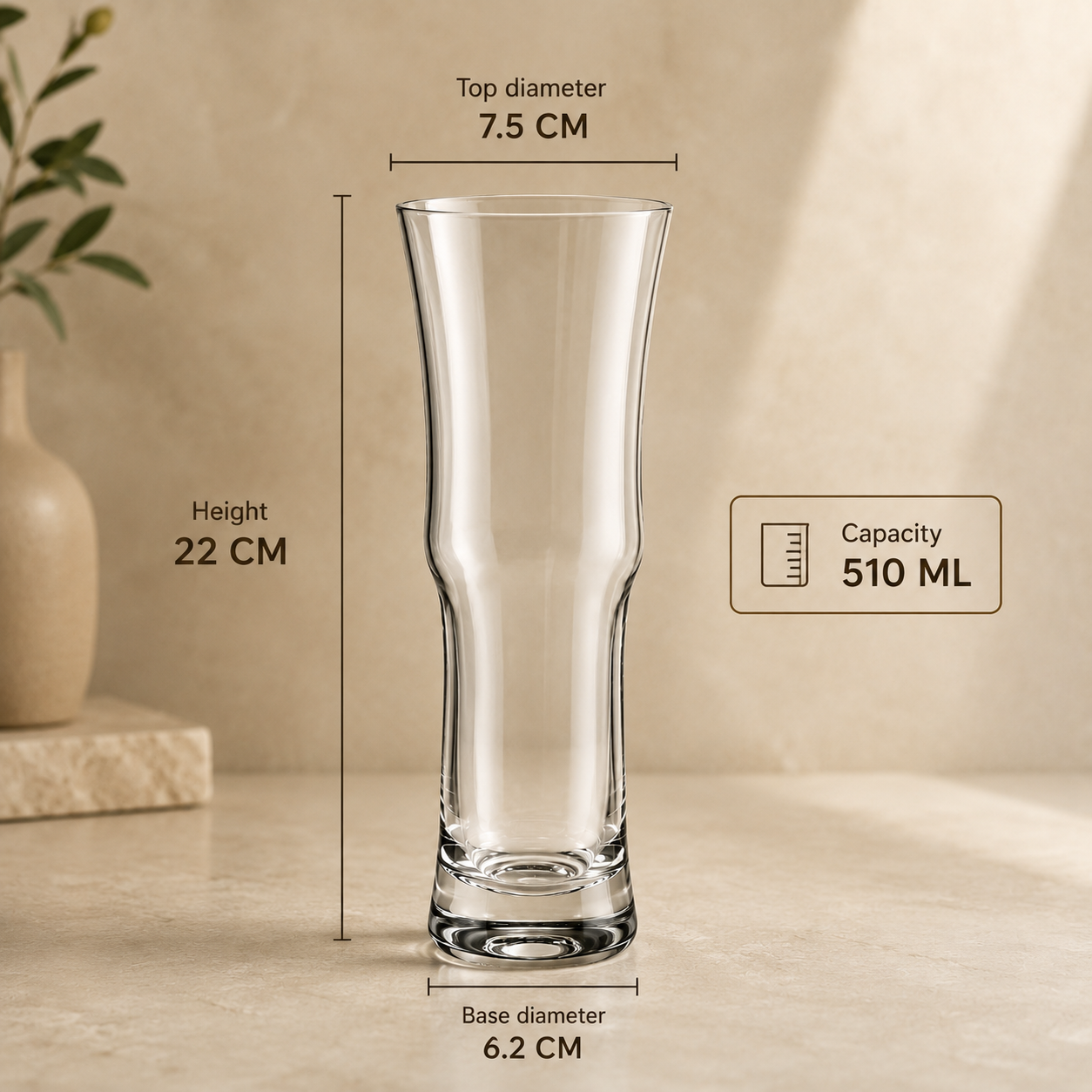 Pilsner Beer Glass Set of 6, Clear Tall Glasses | 510 ML - image 2