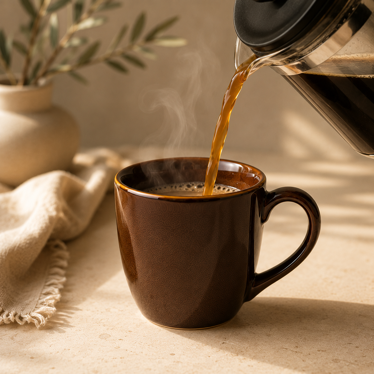 Brown Glossy Finish with Golden Rim - Set of 6 Ceramic Tea & Coffee Mugs - image 2