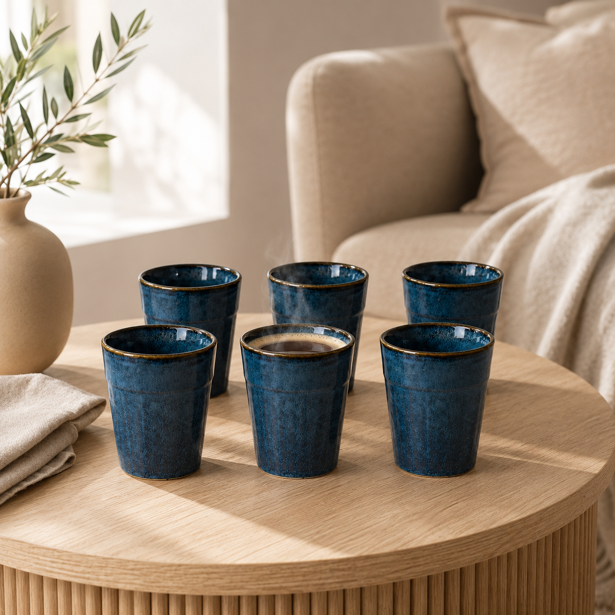 nestcase Ceramic Chai Kulhads Set of 6 – Reactive Blue, 100 ml - image 1