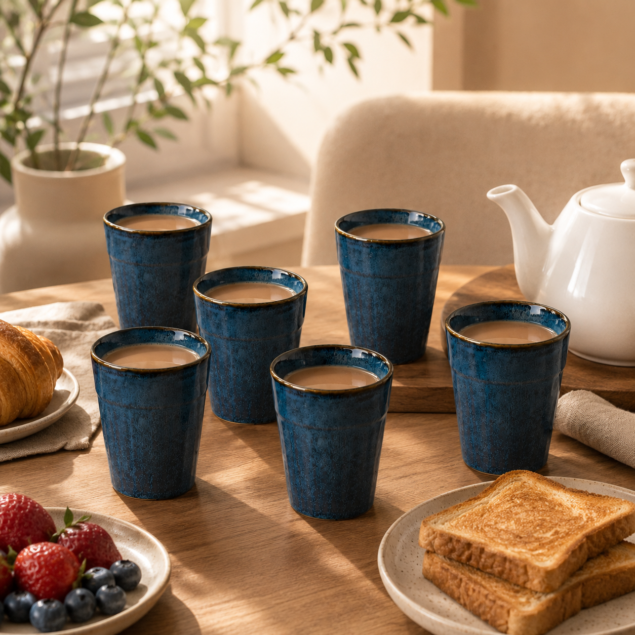 nestcase Ceramic Chai Kulhads Set of 6 – Reactive Blue, 100 ml - image 5