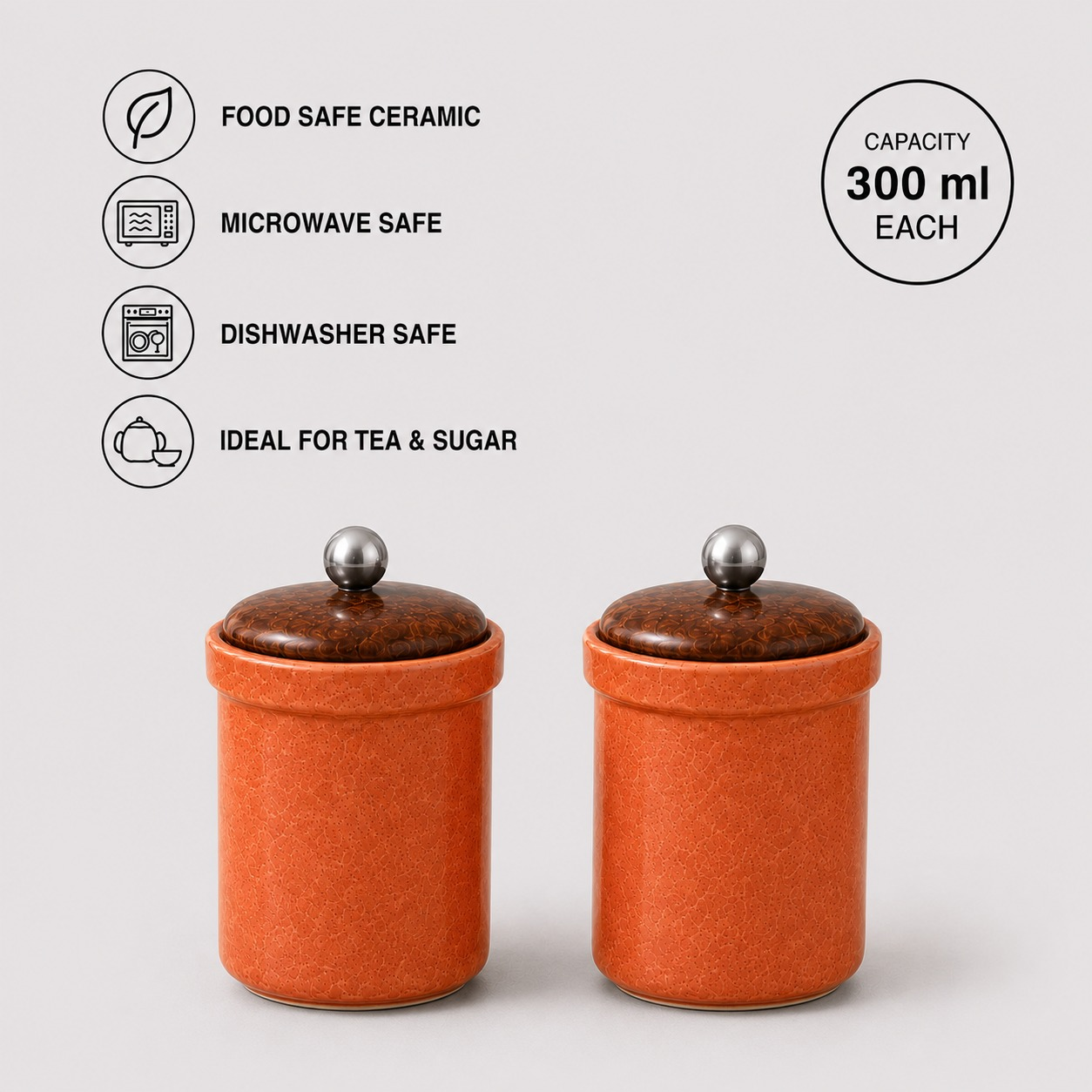 nestcase Ceramic Tea Sugar Jars Set of 2 | 300 ml Each - image 5