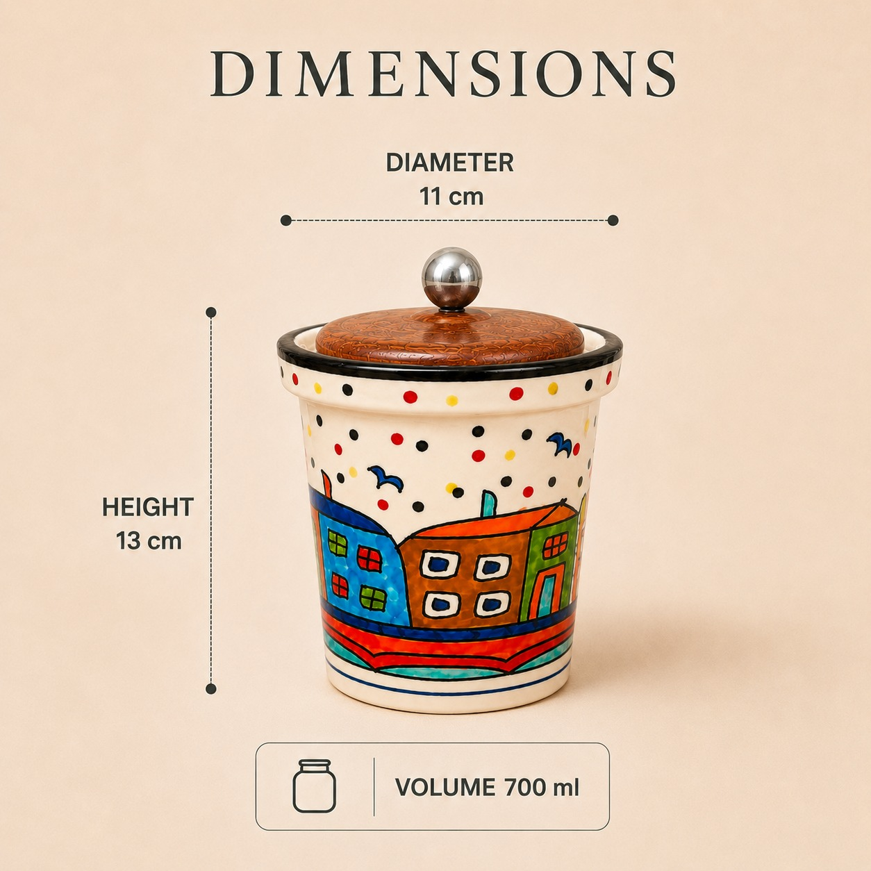 nestcase Ceramic Storage Jar with Wooden Lid | 700 ml Kitchen Canister - image 4
