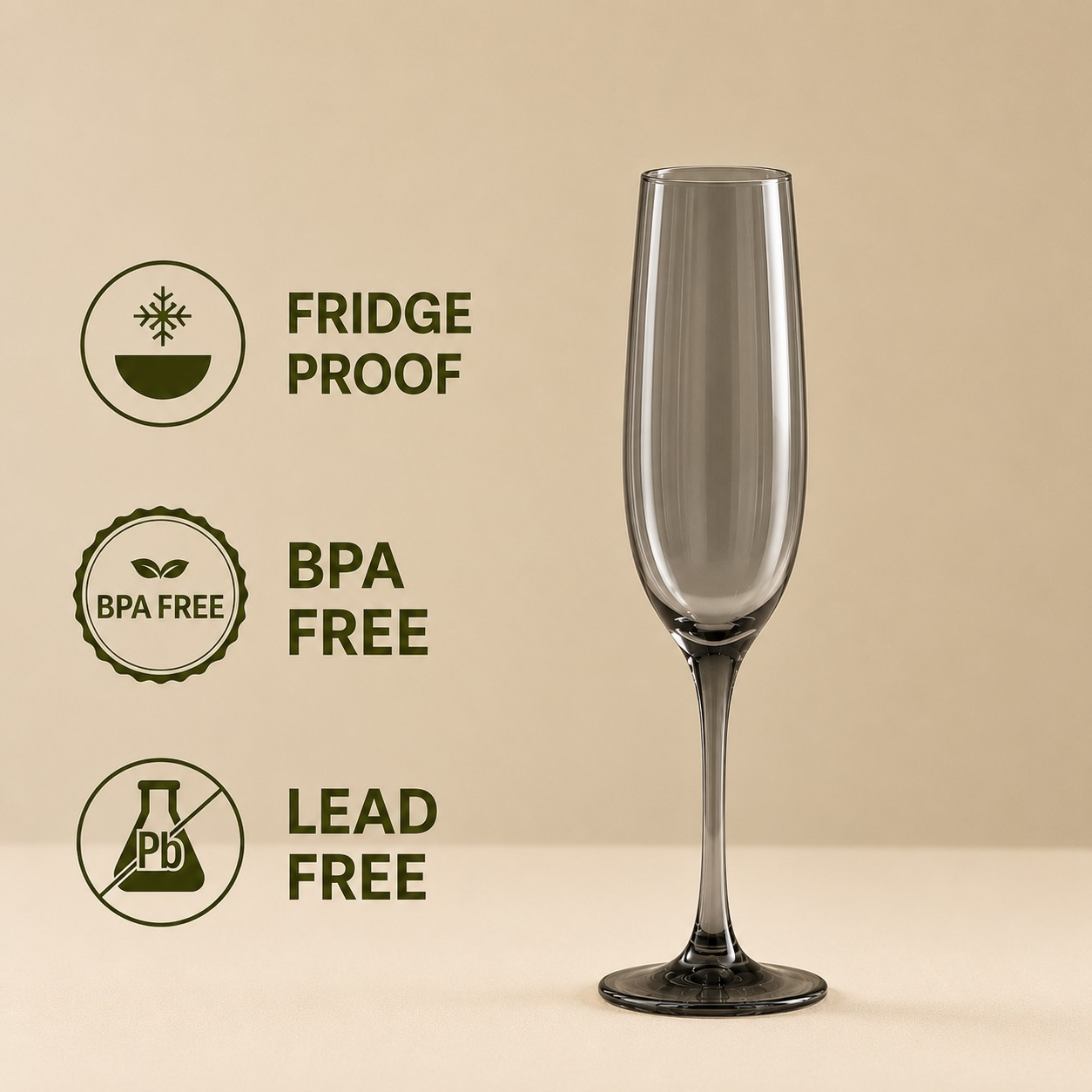 nestcase Black Champagne Glass Set of 6 (170ml) - image 5