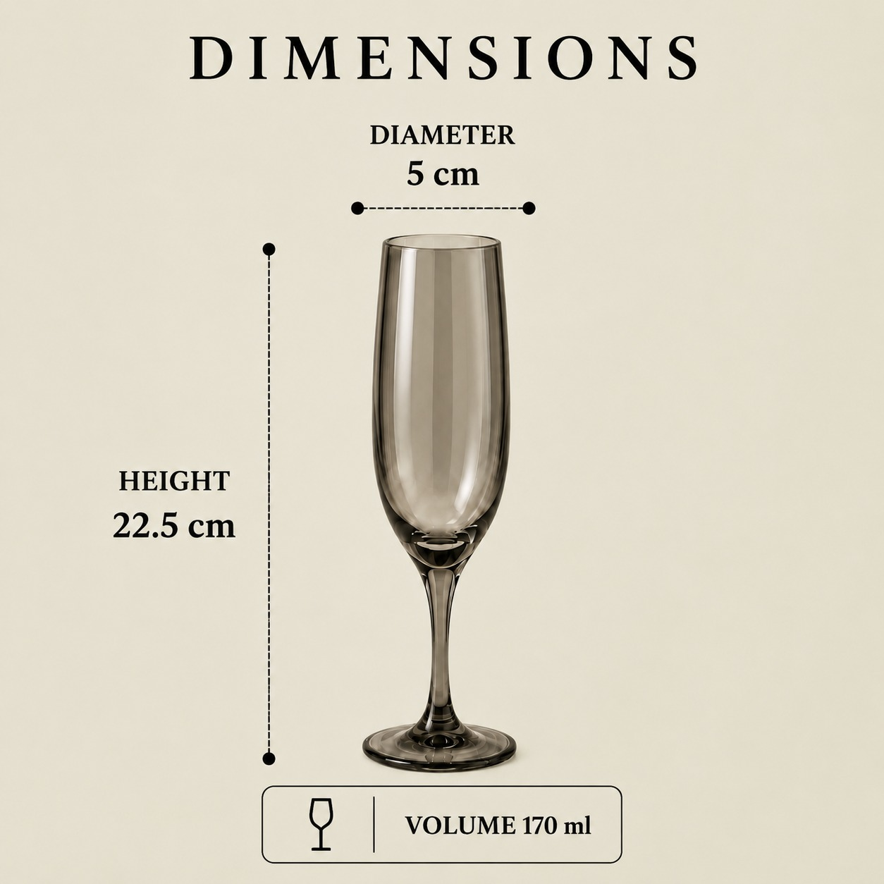 nestcase Black Champagne Glass Set of 6 (170ml) - image 4