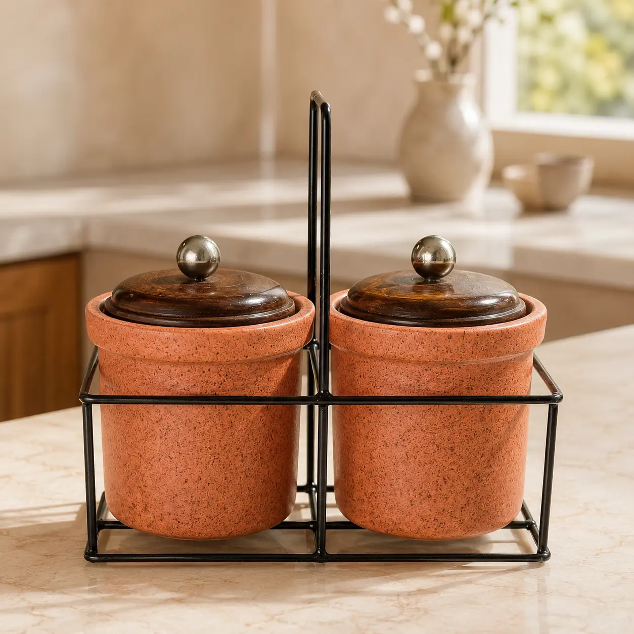 nestcase Ceramic Tea Sugar Jars Set of 2 | 300 ml Each - image 1