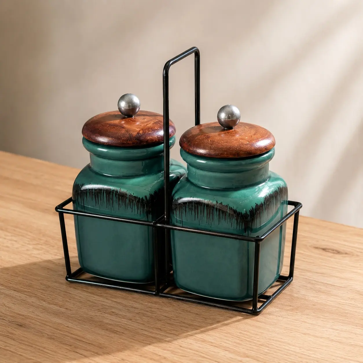 nestcase Ceramic Tea Sugar Jars Set of 2 | 500 ml Each with Stand - image 1