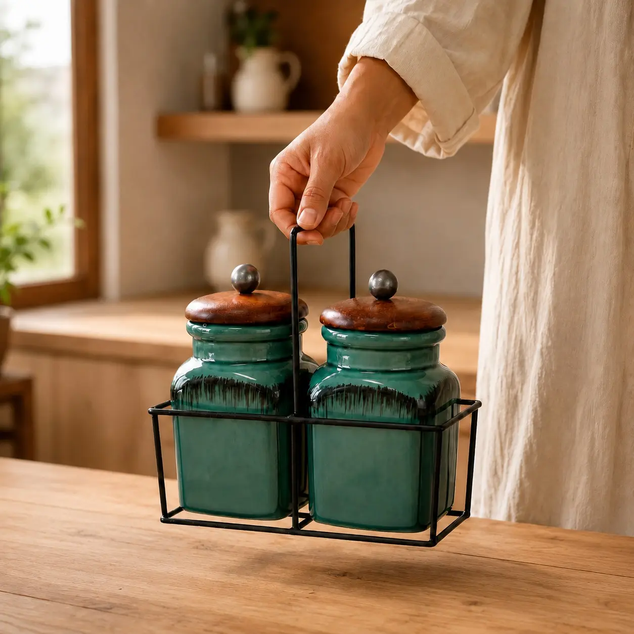nestcase Ceramic Tea Sugar Jars Set of 2 | 500 ml Each with Stand - image 2