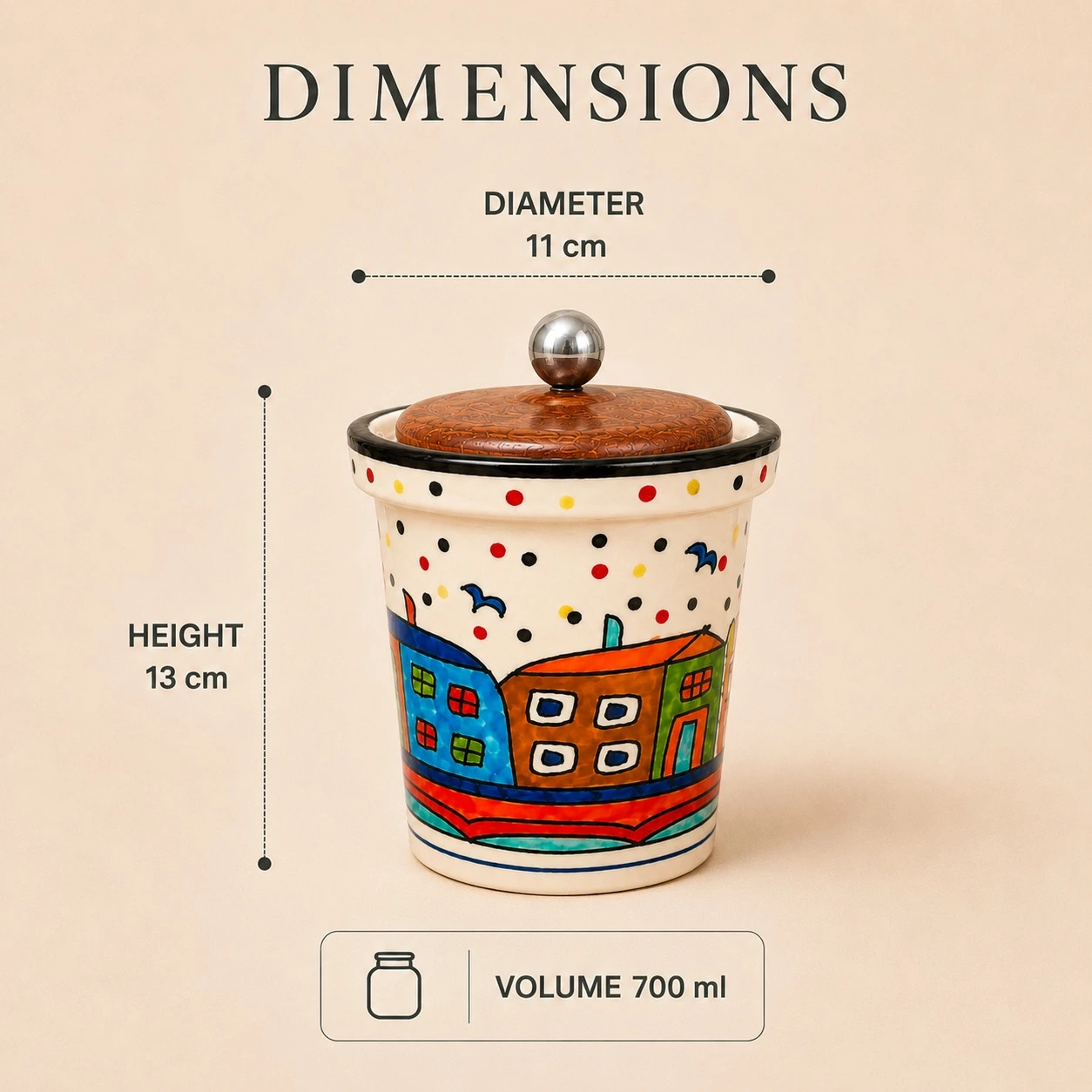 nestcase Ceramic Storage Jar with Wooden Lid | 700 ml Kitchen Canister - image 5