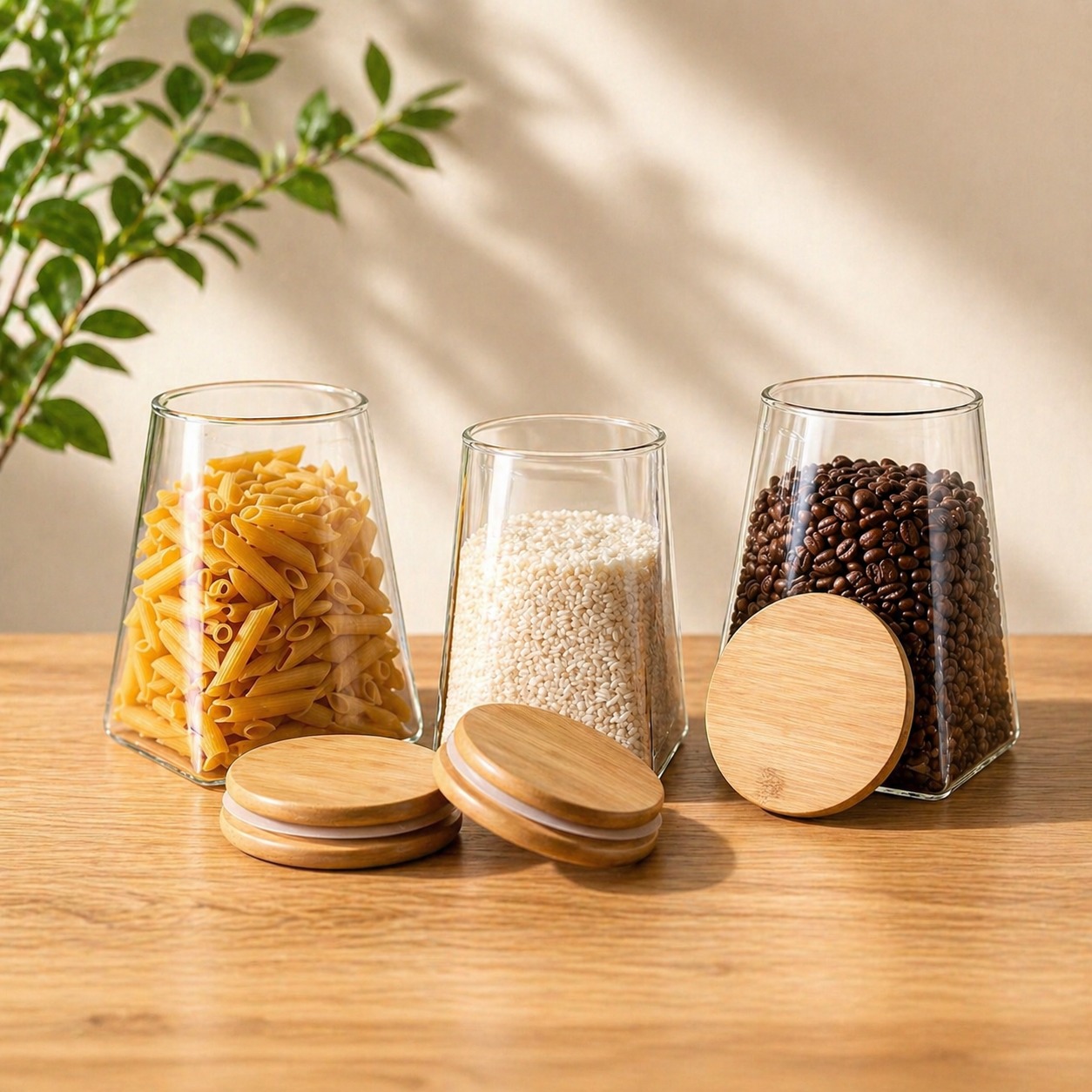 nestcase Pyramidal Glass Storage Jars Set of 3 – 800 ml, 520 ml and 420 ml - image 5