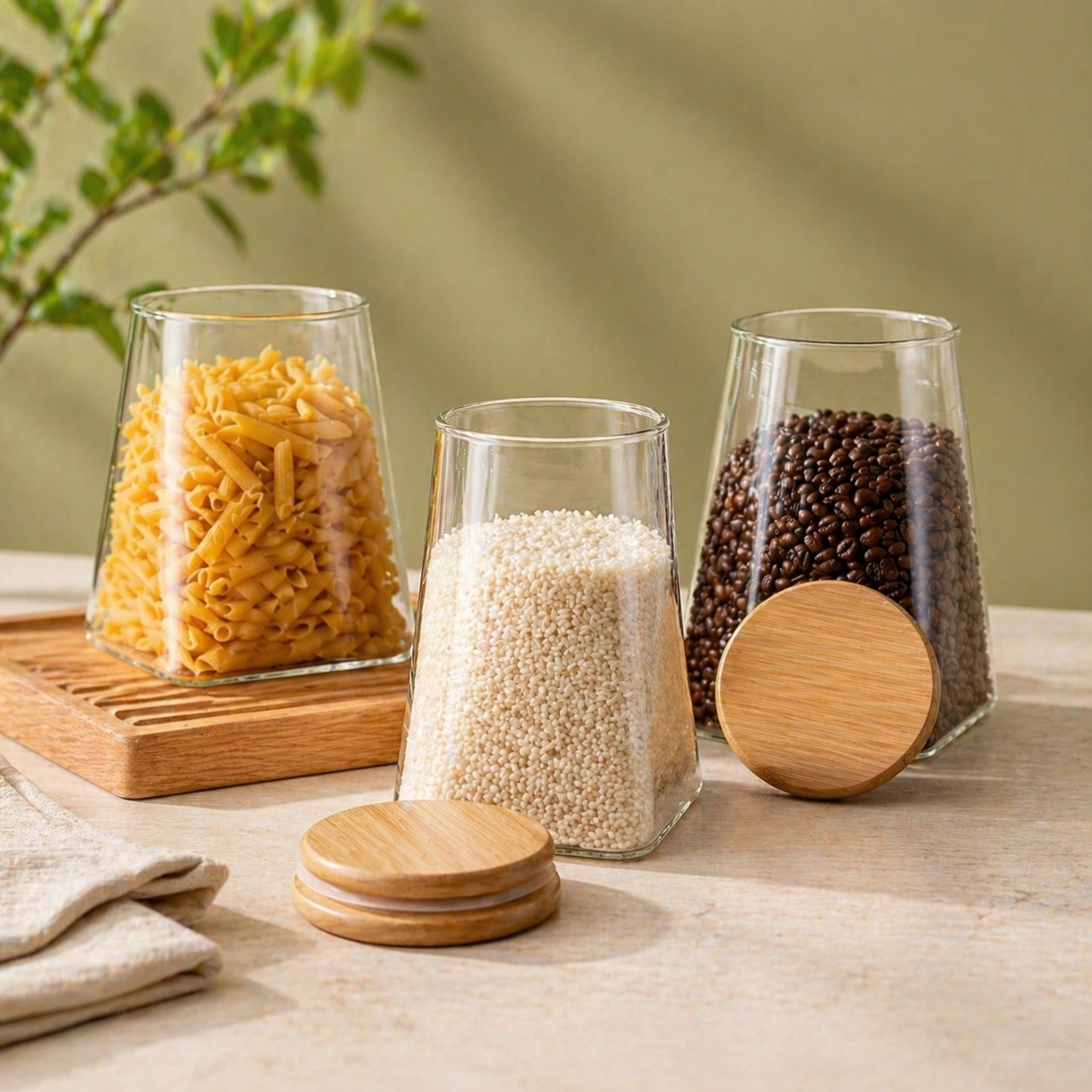 nestcase Pyramidal Glass Storage Jars Set of 3 – 800 ml, 520 ml and 420 ml - image 2