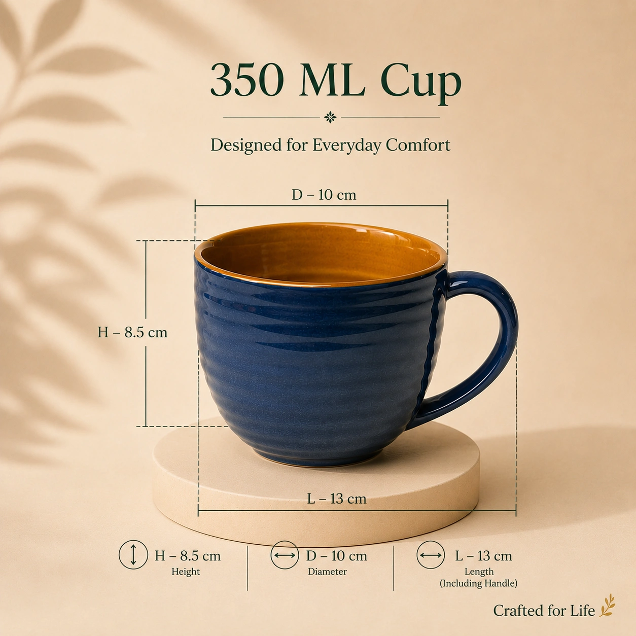 nestcase Ceramic Coffee & Soup Cups Set of 2 – Glossy Blue & Brown - image 5