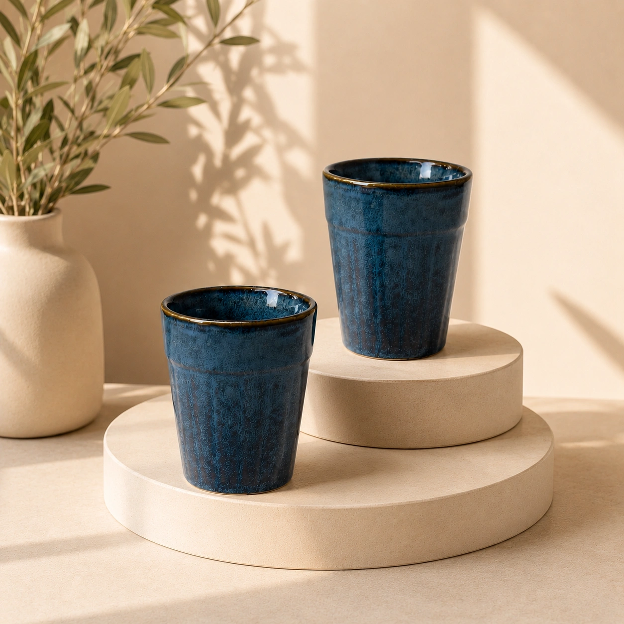 nestcase Ceramic Chai Kulhads Set of 2 – Reactive Blue, 100 ml - image 1