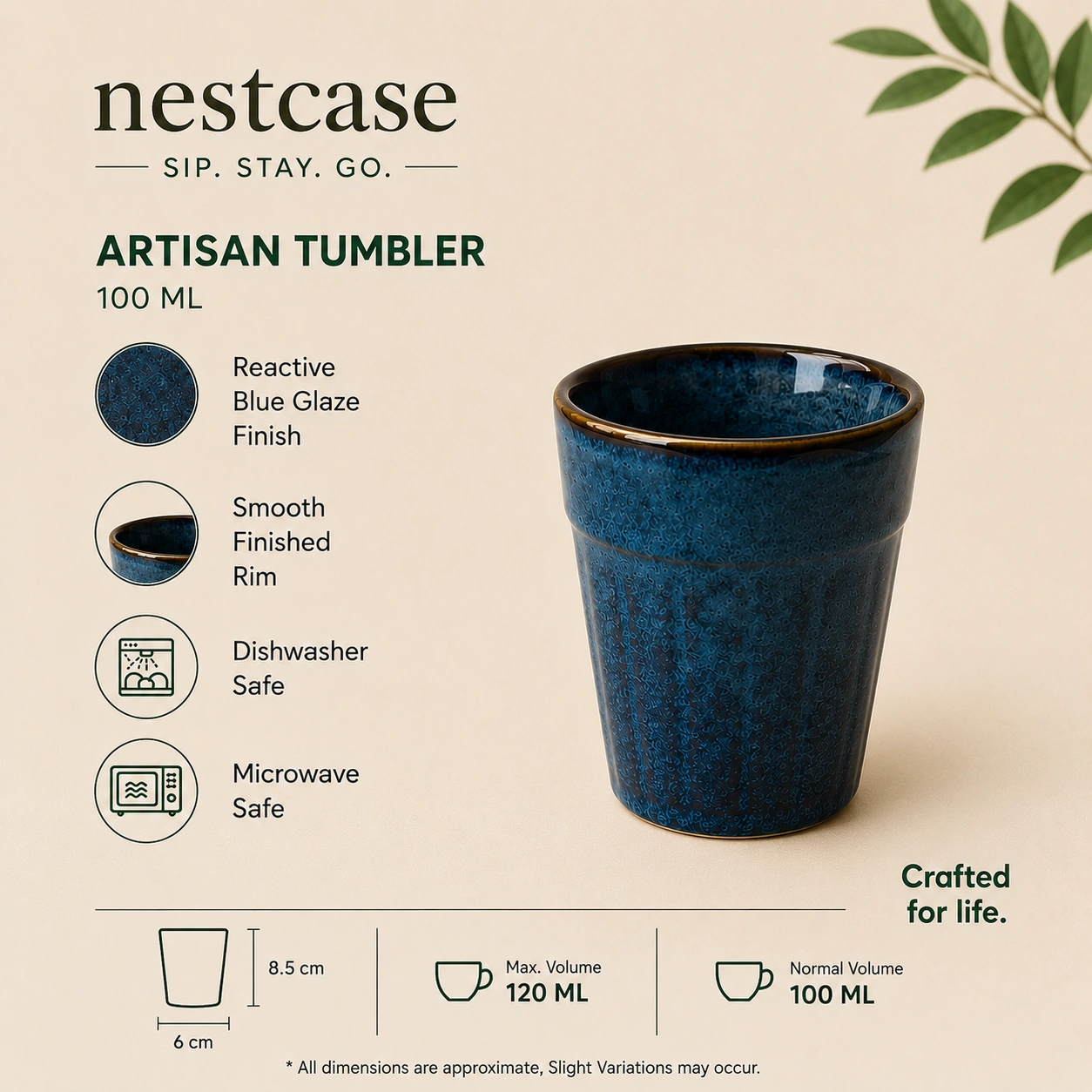 nestcase Ceramic Chai Kulhads Set of 2 – Reactive Blue, 100 ml - image 5