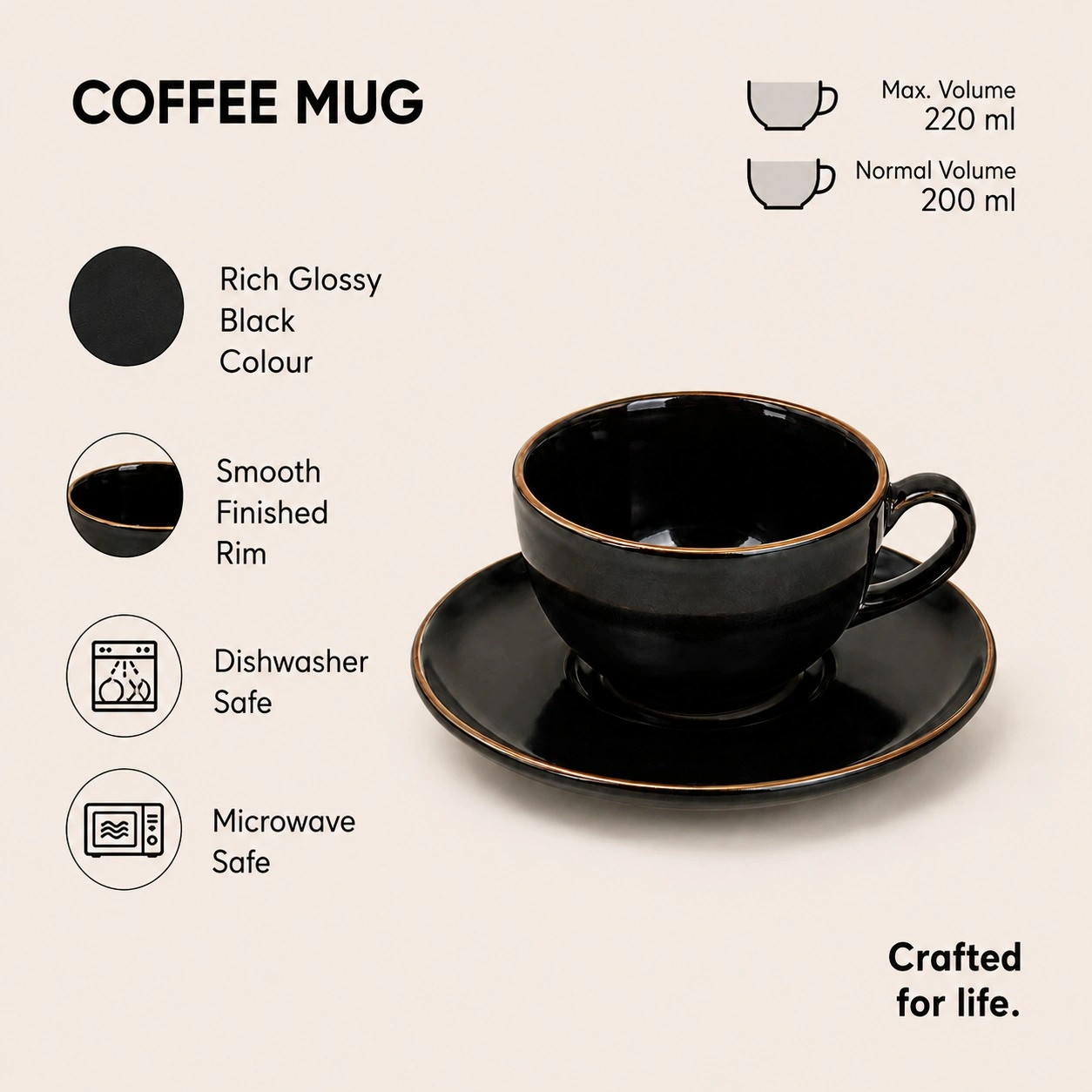 nestcase Ceramic Cup and Saucer Set – Reactive Black - image 5