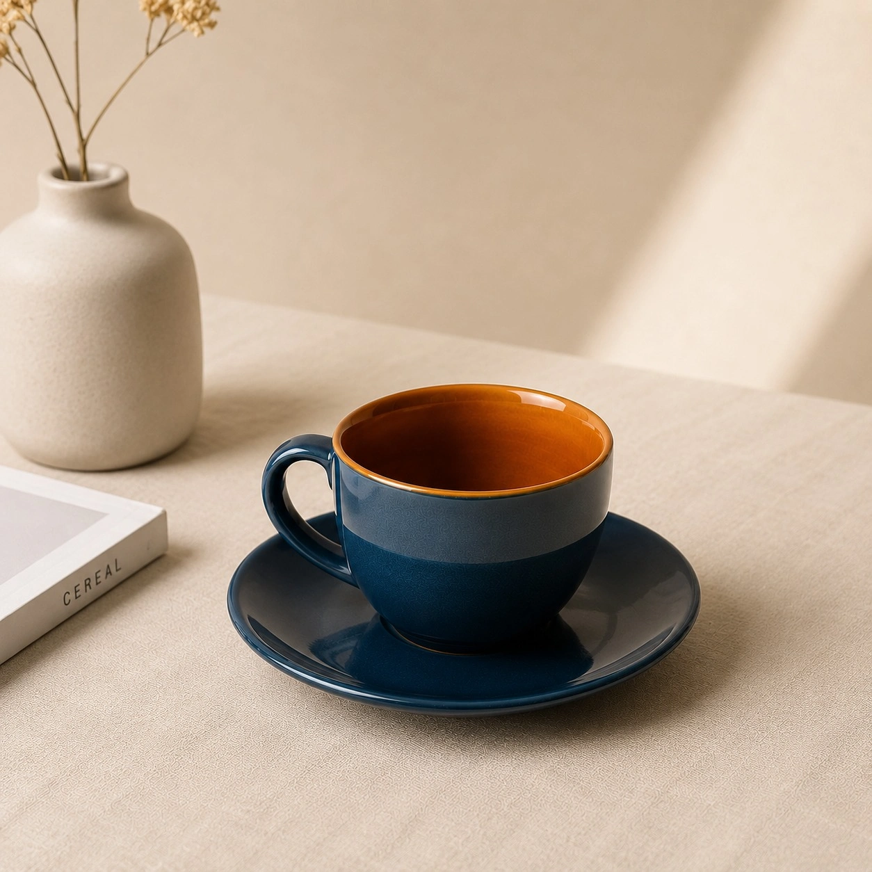 nestcase Ceramic Cup and Saucer Set – Reactive Blue - image 1