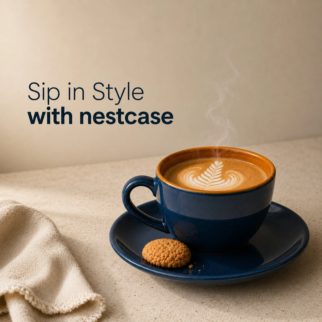 nestcase Ceramic Cup and Saucer Set – Reactive Blue - image 2