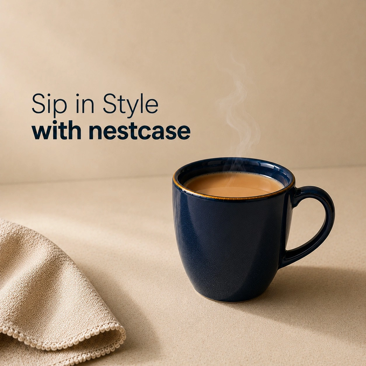 nestcase Ceramic Tea & Coffee Mugs Set of 2 – Midnight Blue with Golden Rim - image 1