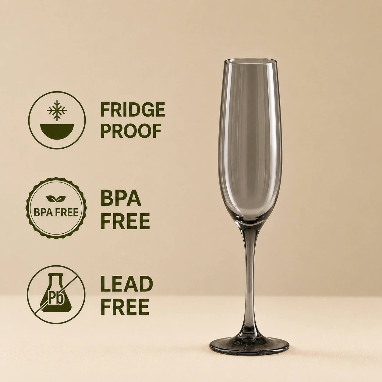 nestcase Black Champagne Glass Set of 6 (170ml) - image 3