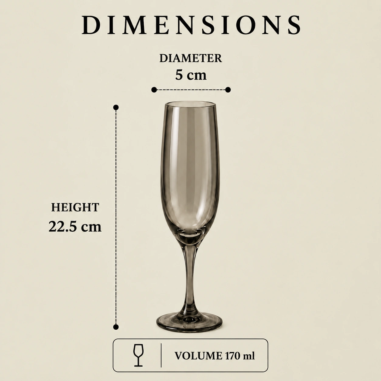 nestcase Black Champagne Glass Set of 6 (170ml) - image 5