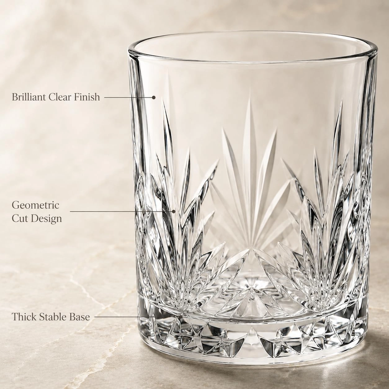 nestcase 300 ml Geometric Cut Clear Whiskey Glass Set of 6  - image 3