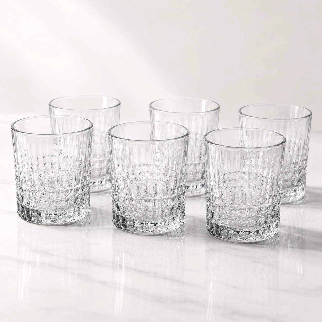nestcase 300 ml Geometric Cut Clear Whiskey Glass Set of 6  - image 2