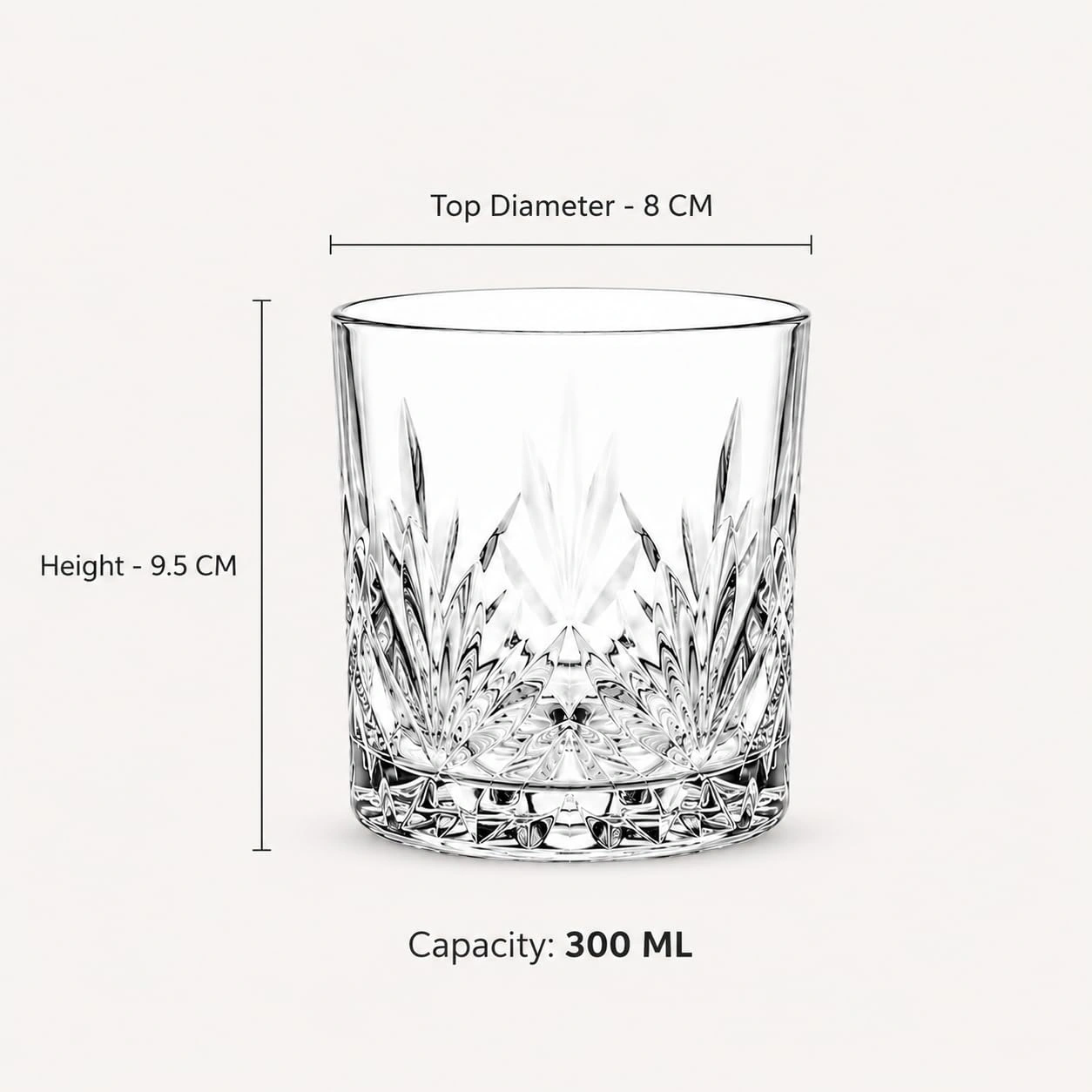 nestcase 300 ml Geometric Cut Clear Whiskey Glass Set of 6  - image 4