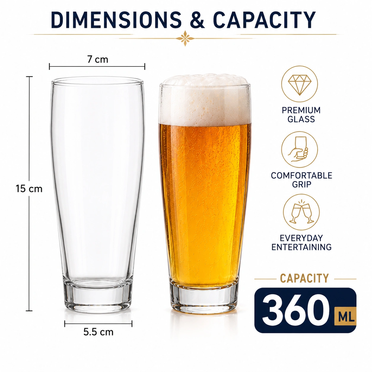 nestcase 360 ml Beer Glass Set of 6 - image 4