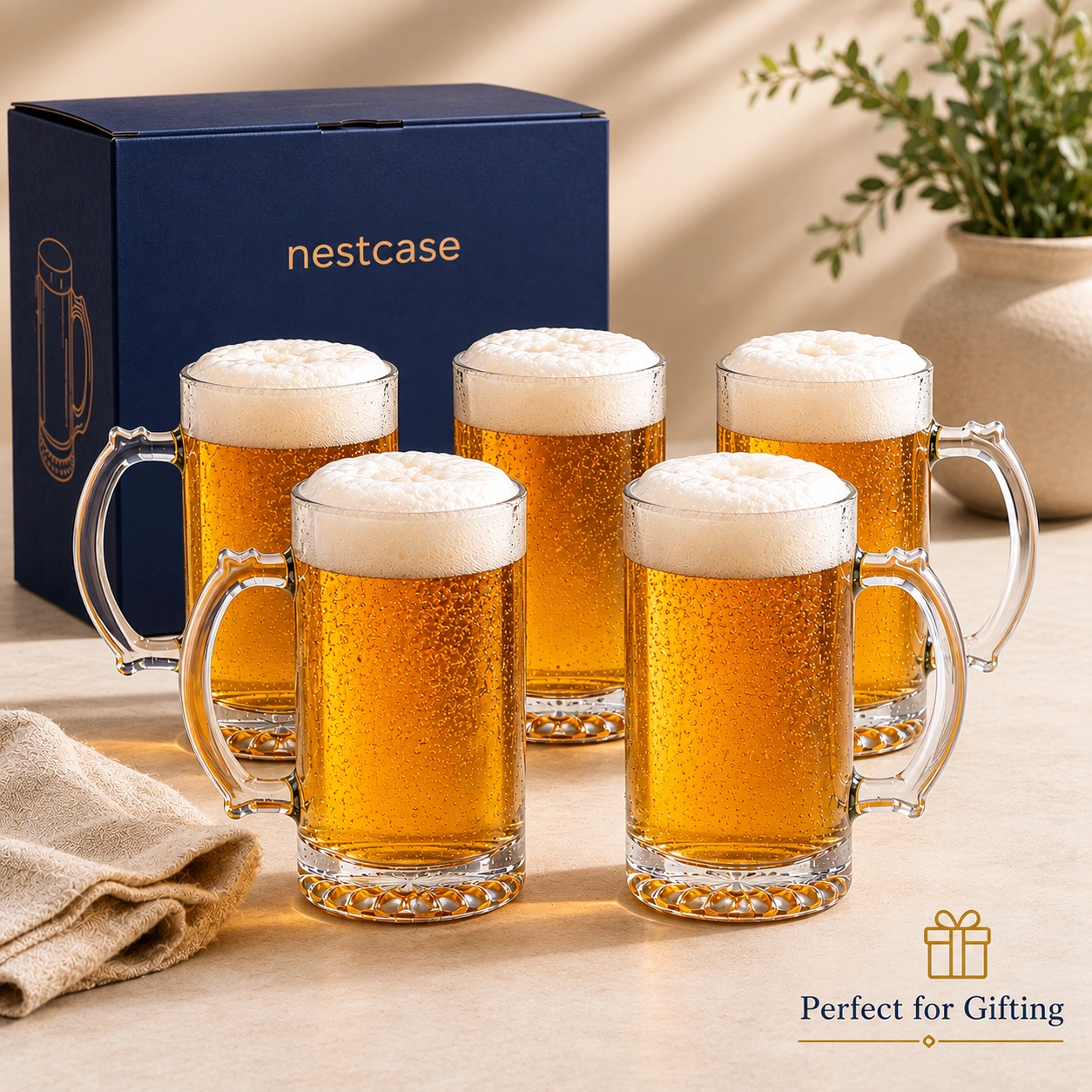 nestcase 440ml Notched Grip Beer Mug Set of 6 - image 5