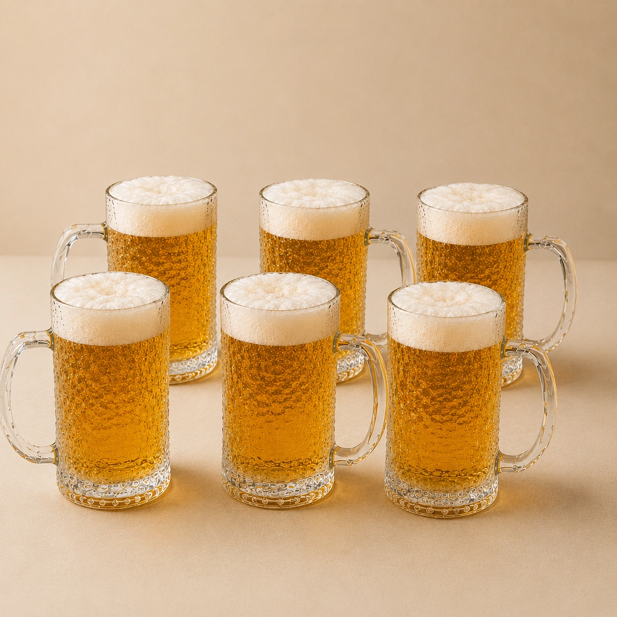 nestcase 480ml Hammered Glass Beer Mug Set of 6 - image 2