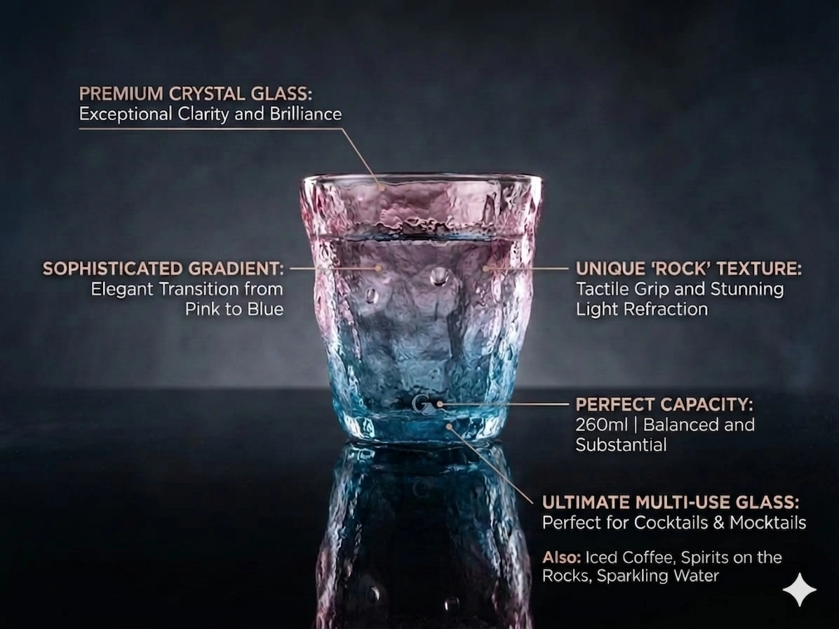 nestcase 260 ml Rock Texture Whiskey Glass Set of 6 - image 3