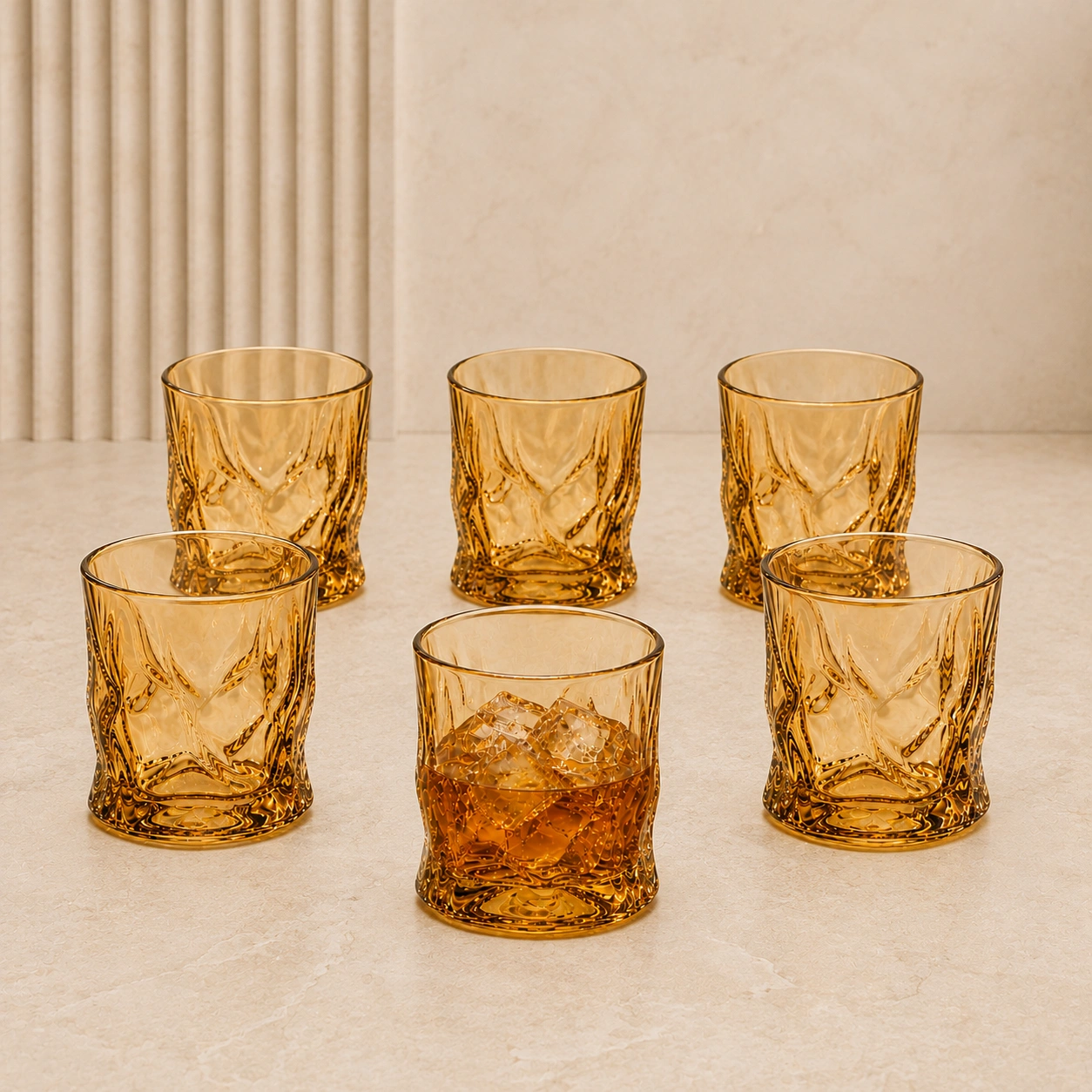 nestcase 300 ml Wavy Whiskey Glass Set of 6  - image 1