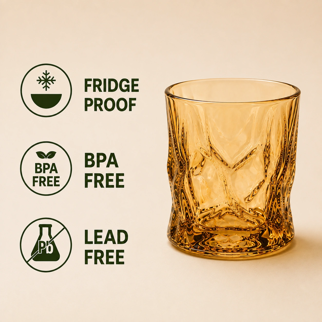 nestcase 300 ml Wavy Whiskey Glass Set of 6  - image 5