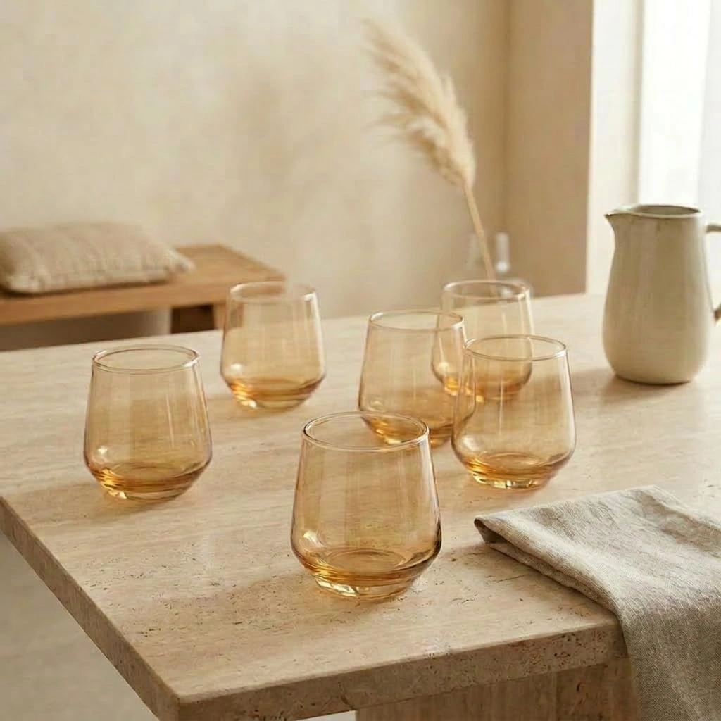 nestcase 270 ml Golden Whiskey Glass Set of 6  - image 1