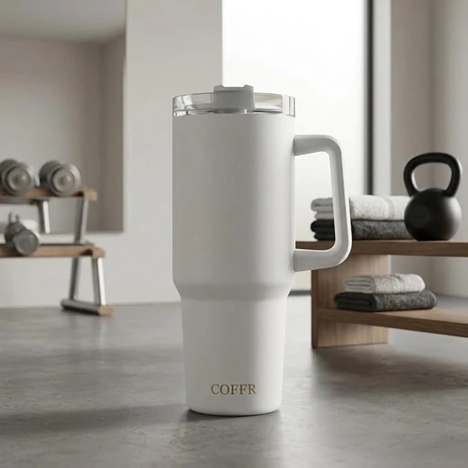 Tumbler with Straw & Side Handle 1.2L - White - image 1
