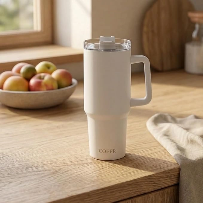 Tumbler with Straw & Side Handle 1.2L - White - image 4