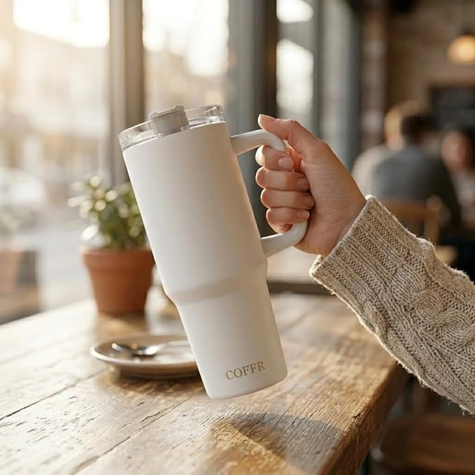Tumbler with Straw & Side Handle 1.2L - White - image 3