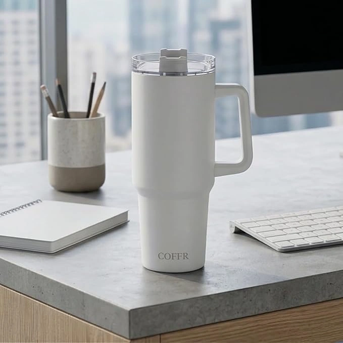 Tumbler with Straw & Side Handle 1.2L - White - image 2