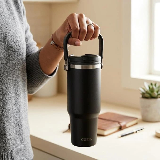 nestcase 304 Stainless Steel Tumbler with Straw and Top Handle – Black - image 4