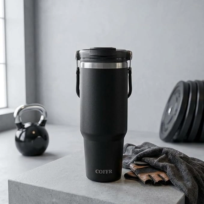 nestcase 304 Stainless Steel Tumbler with Straw and Top Handle – Black - image 5