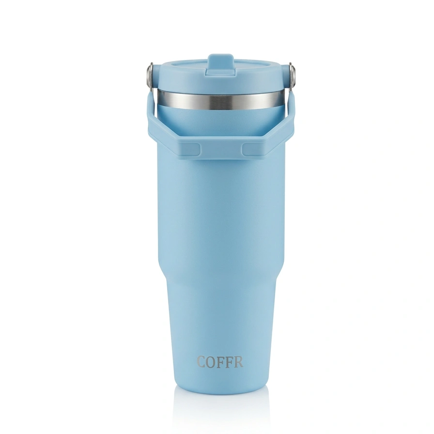nestcase Stainless Steel Tumbler with Lid & Straw – 890 ml, Blue - image 1
