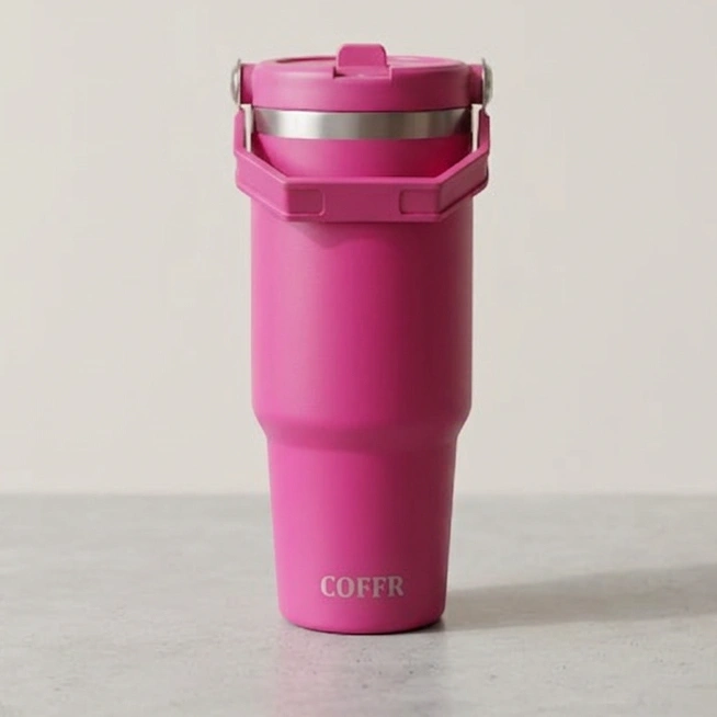 nestcase Stainless Steel Tumbler with Lid & Straw – 890 ml, Pink - image 2